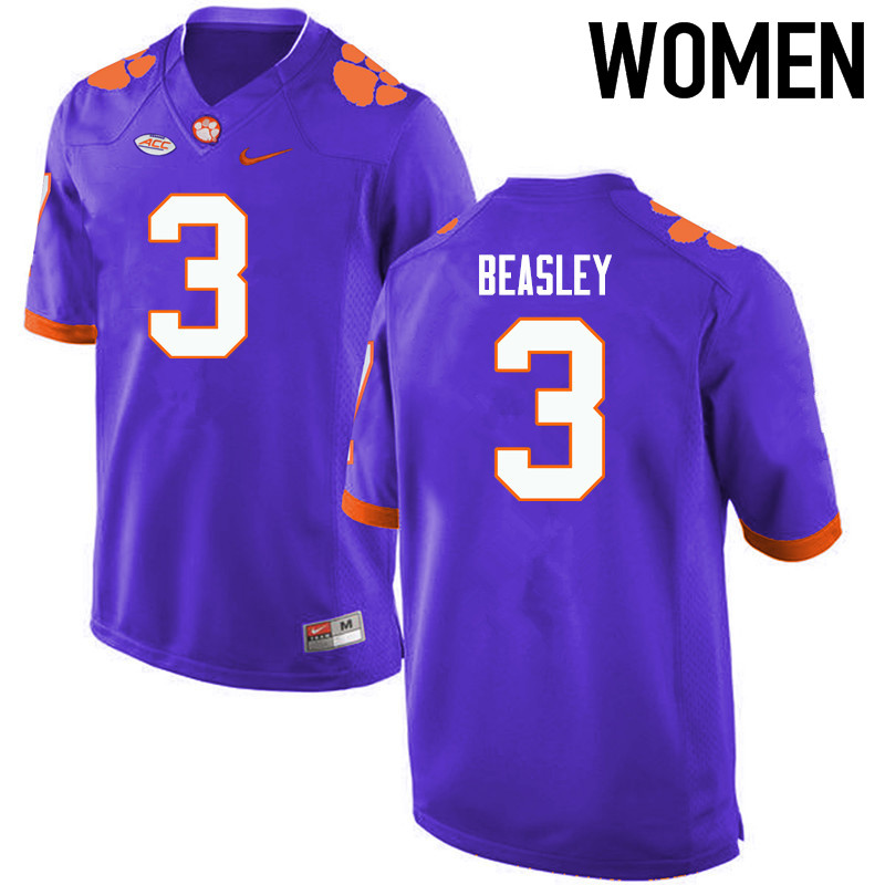 Women Clemson Tigers #3 Vic Beasley College Football Jerseys-Purple - Click Image to Close
